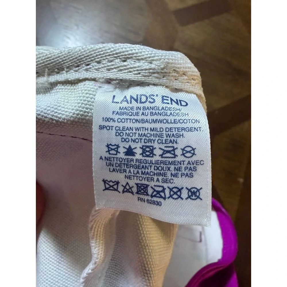 Lands End Kids Tropical Toucan Floral Canvas Zipper Tote Bag Purple 482576